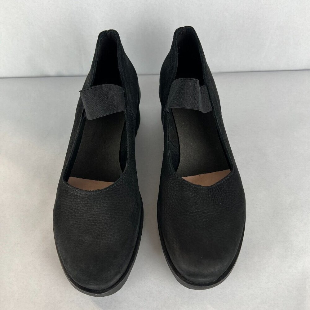 Loints Of Holland Maryjane Shoes Womens 41 9.5 10 Black Wedge Pebbled Leather - Picture 8 of 14